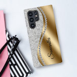 Diamond Faux Bling Gold Metal Personalized Galm<br><div class="desc">Any glitter or diamonds in design are photos and simulated. This design may be personalized in the area provided by changing the photo and/or text. Or it can be customized by clicking Personalize this Template and then choosing the click to customize further option and delete or change the color of...</div>