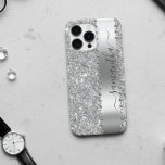 Diamond Faux  Glitter Calligraphy Name Silver iPhone 12 Pro Case<br><div class="desc">Any glitter or diamonds in design are photos and simulated. This design may be personalized in the area provided by changing the photo and/or text. Or it can be customized by clicking Personalize this Template and then choosing the click to customize further option and delete or change the color of...</div>