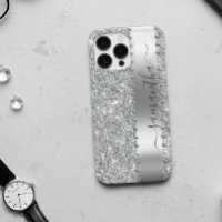 Diamond Faux Glitter Calligraphy Name Silver