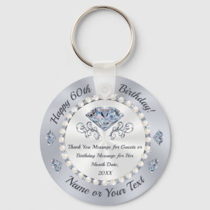 Diamond Favor, 60th Birthday Favors for a Woman, Keychain