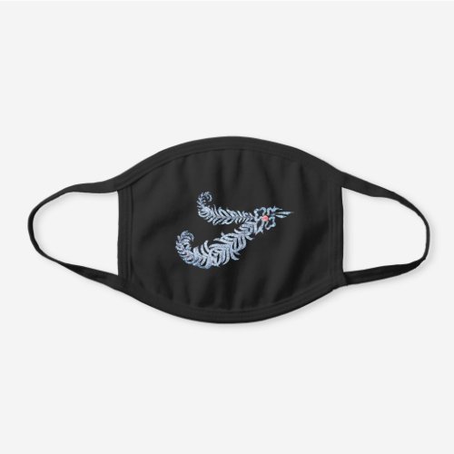 DIAMOND FEATHERS IN BLACK Antique Jewels Black Cotton Face Mask
