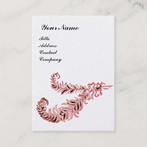 DIAMOND FEATHERS MONOGRAM pink gold metallic Business Card