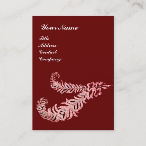 DIAMOND FEATHERS MONOGRAM pink red Business Card
