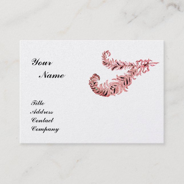 DIAMOND FEATHERS MONOGRAM ,pink ,silver, platinum Business Card (Front)