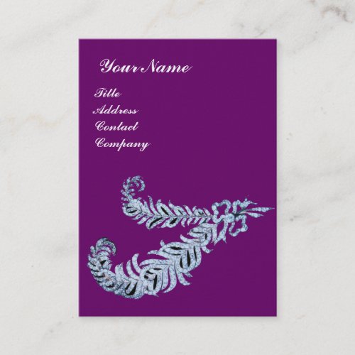 DIAMOND FEATHERS MONOGRAM purpleblackwhite Business Card