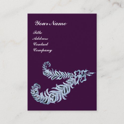 DIAMOND FEATHERS MONOGRAM purple Business Card