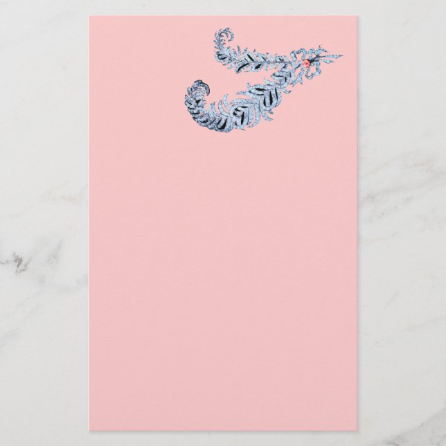 DIAMOND FEATHERS ,pink ,black and white Stationery (Front)