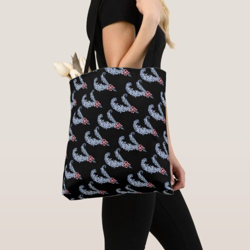 DIAMOND FEATHERSPINK BOW  IN BLACK Antique Jewels Tote Bag