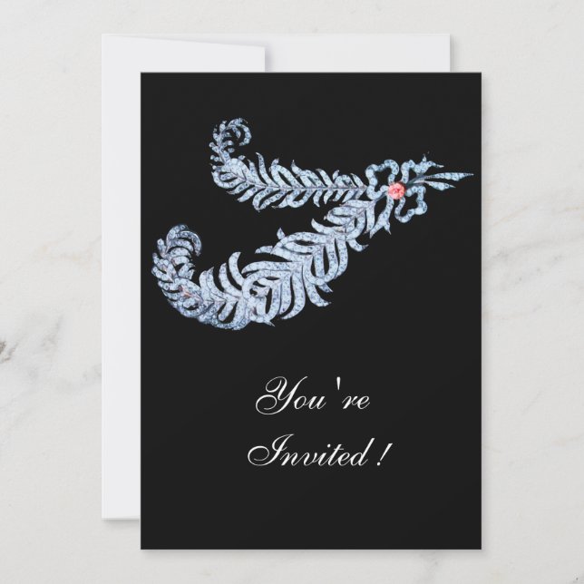 DIAMOND FEATHERS ,pink Invitation (Front)