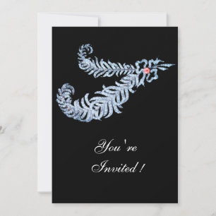 DIAMOND FEATHERS ,pink Invitation