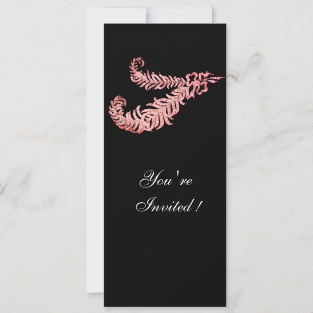 DIAMOND FEATHERS ,pink Invitation (Front)