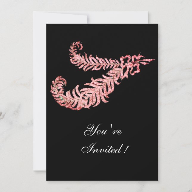 DIAMOND FEATHERS ,pink Invitation (Front)