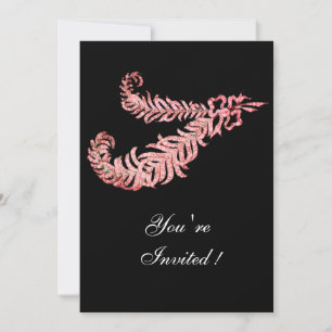 DIAMOND FEATHERS ,pink Invitation