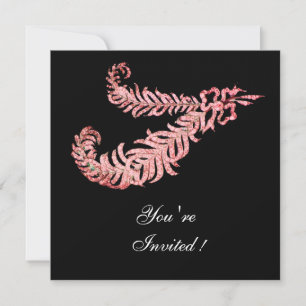 DIAMOND FEATHERS ,pink Invitation