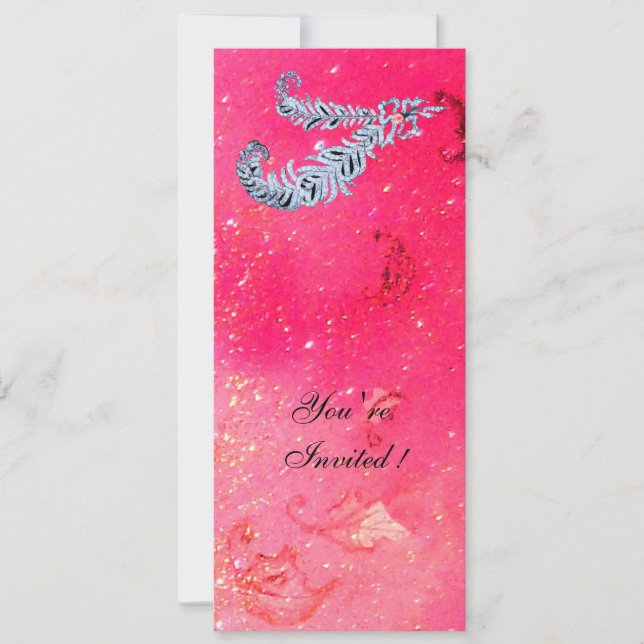 DIAMOND FEATHERS ,pink sparkles Invitation (Front)