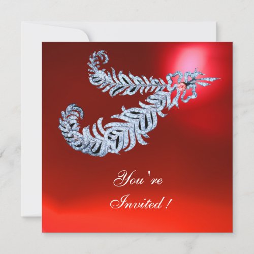 DIAMOND FEATHERS  Red Ruby Invitation