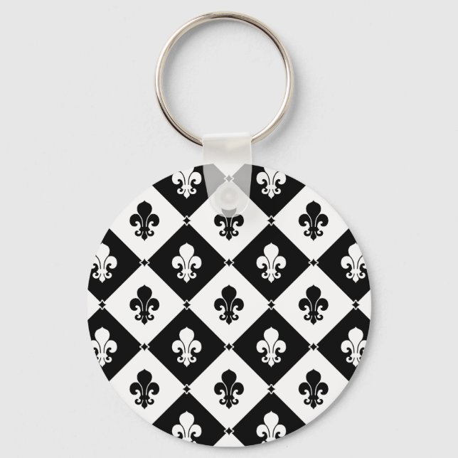 Diamond Fleur De Lis Pattern Keychain (Front)