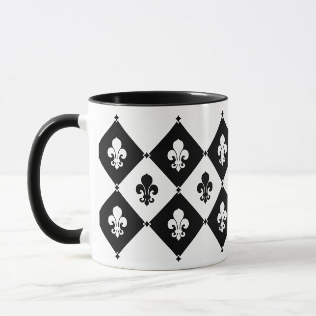 Diamond Fleur De Lis Pattern Mug (Left)