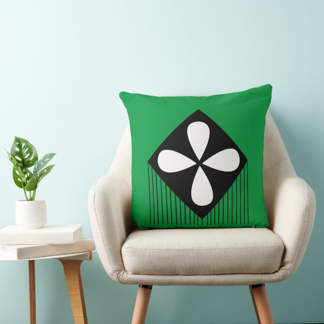 Diamond Floral Geometric Pattern Throw Pillow (Chair)