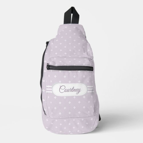 Diamond Floret Pattern on Lilac Pink with Name Sling Bag