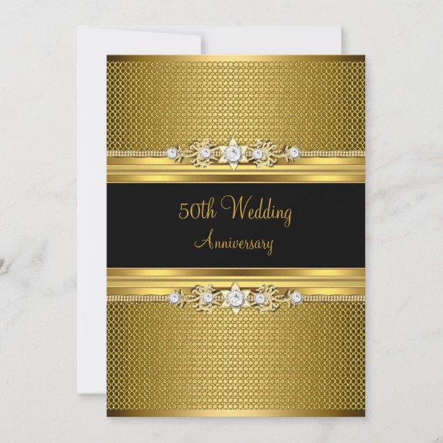 Diamond Flower 50th Wedding Anniversary Invite (Front)