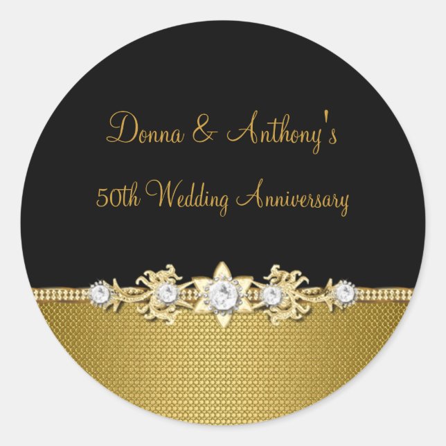 Diamond Flower 50th Wedding Anniversary Sticker (Front)