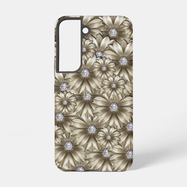 Diamond Flowers Gemstone Samsung Galaxy Case (Back)