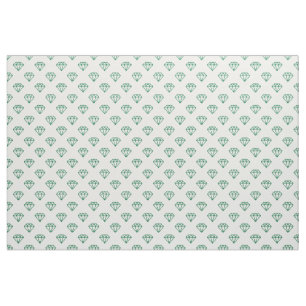 Diamond - Forest Green on White Fabric