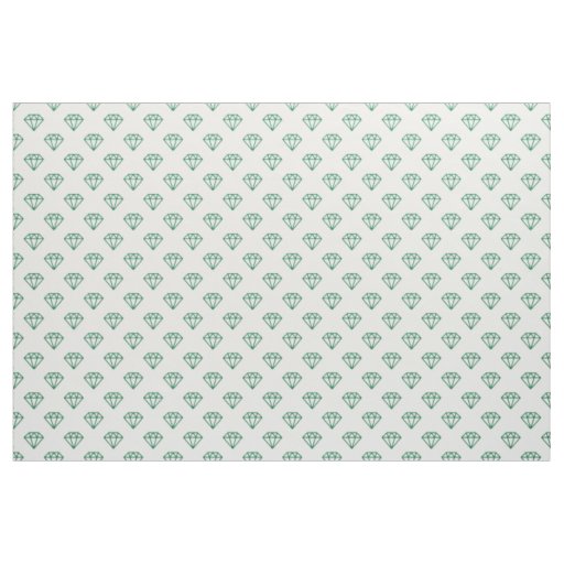 Diamond - Forest Green on White Fabric