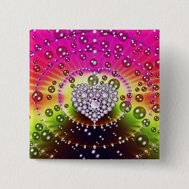 Diamond Fractal Pinback Button (Front)