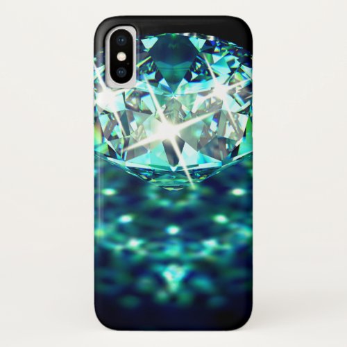 Diamond gem sparkly elegant black turquoise  iPhone x case