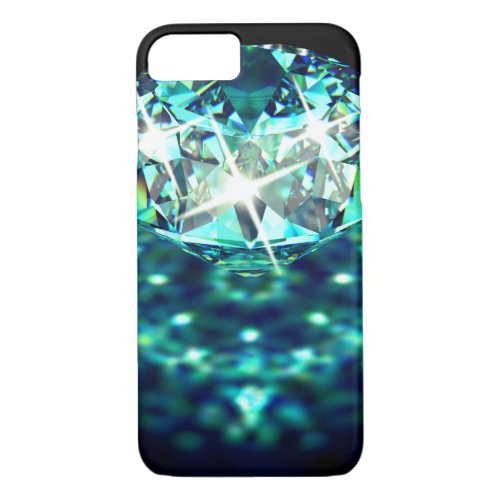 Diamond gem stone elegant teal blue black  iPhone 87 case