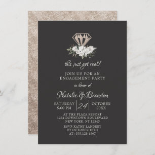 Diamond Gem This Just Got Real Engagement Party Invitation