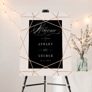Diamond Gemstone Geometric Wedding Welcome Sign