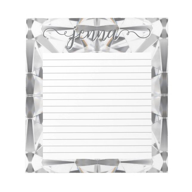 Diamond Gemstone Lined Personalized Notepad (Front)