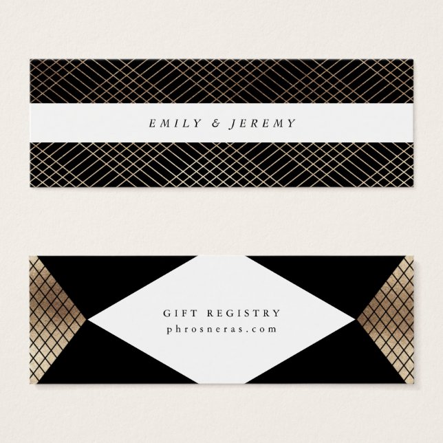 Diamond Geometric Black Gold Gatsby Gift Registry (Front & Back)