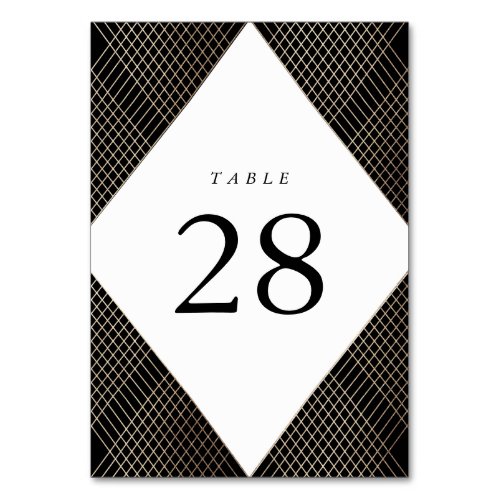 Diamond Geometric Black Gold Gatsby Wedding Table Number