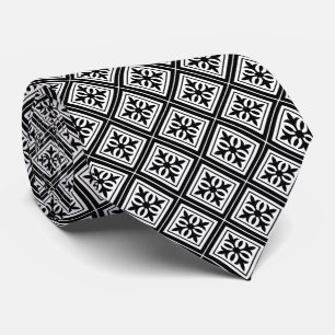 Diamond Geometric Black & White Wedding Neck Tie
