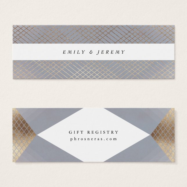 Diamond Geometric Gray Gold Gatsby Gift Registry (Front & Back)