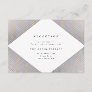 Diamond Geometric Grey Gold Gatsby Reception Card