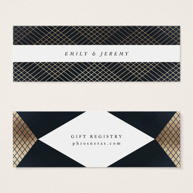 Diamond Geometric Navy Gold Gatsby Gift Registry (Front & Back)