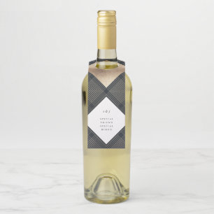 Diamond Geometric Navy Gold Gatsby Wedding Bottle Hanger Tag