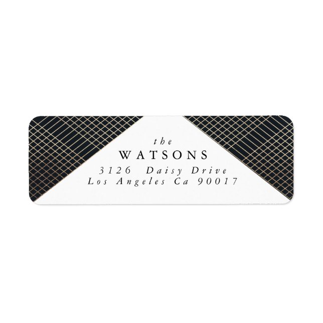 Diamond Geometric Navy Gold Gatsby Wedding Label (Front)