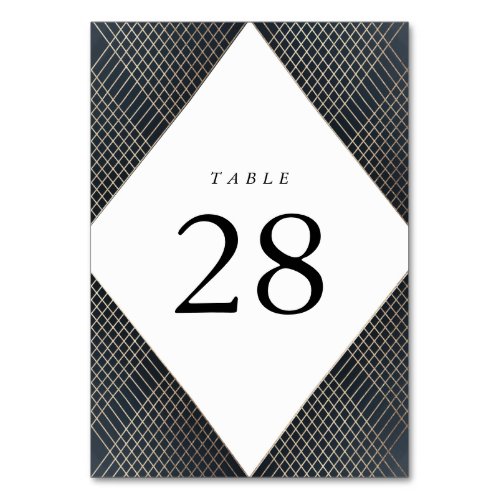 Diamond Geometric Navy Gold Gatsby Wedding Table Number