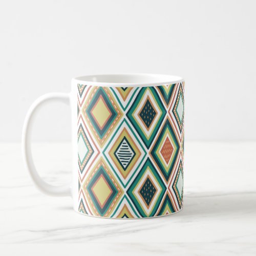 Diamond Geometric Pattern in Earth Tones Coffee Mug