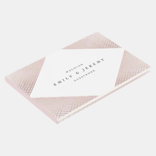 Diamond Geometric Pink Gold Gatsby Wedding Guest Book