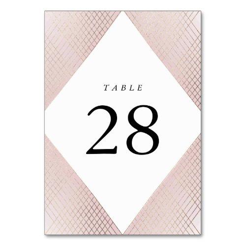 Diamond Geometric Pink Gold Gatsby Wedding Table Number