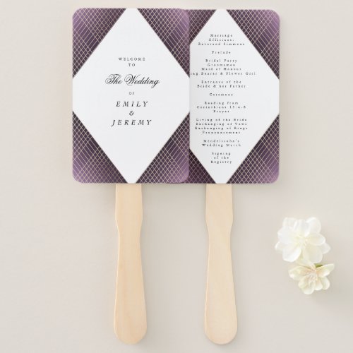 Diamond Geometric Purple Gold Gatsby Wedding Hand Fan