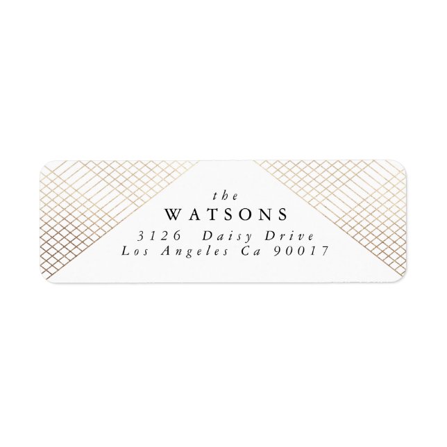 Diamond Geometric White Gold Gatsby Wedding Label (Front)