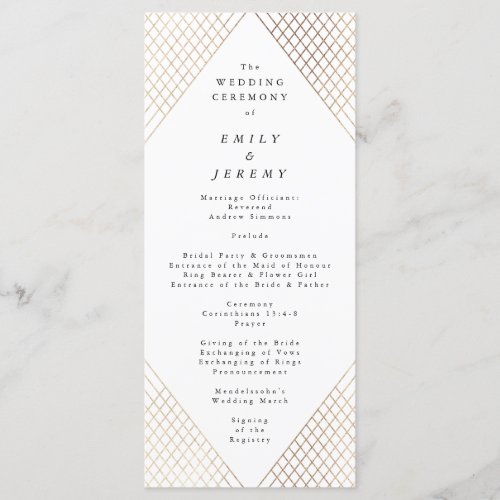 Diamond Geometric White Gold Gatsby Wedding Program